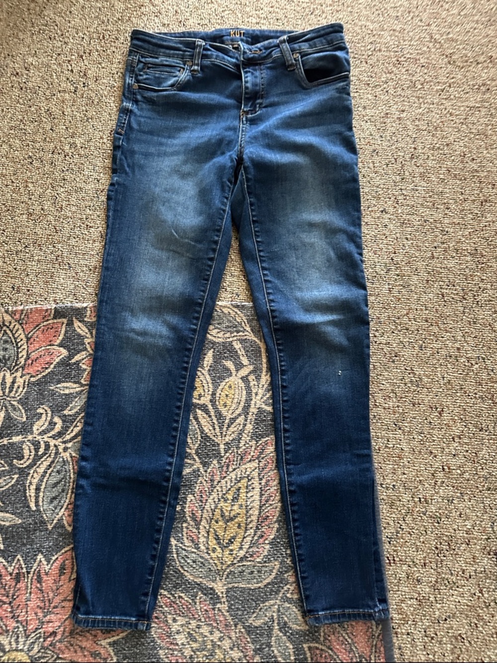 Kut from the Kloth Dark Blue Mid-Rise Skinny Jeans